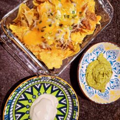 loaded nacho bowl met pulled pork